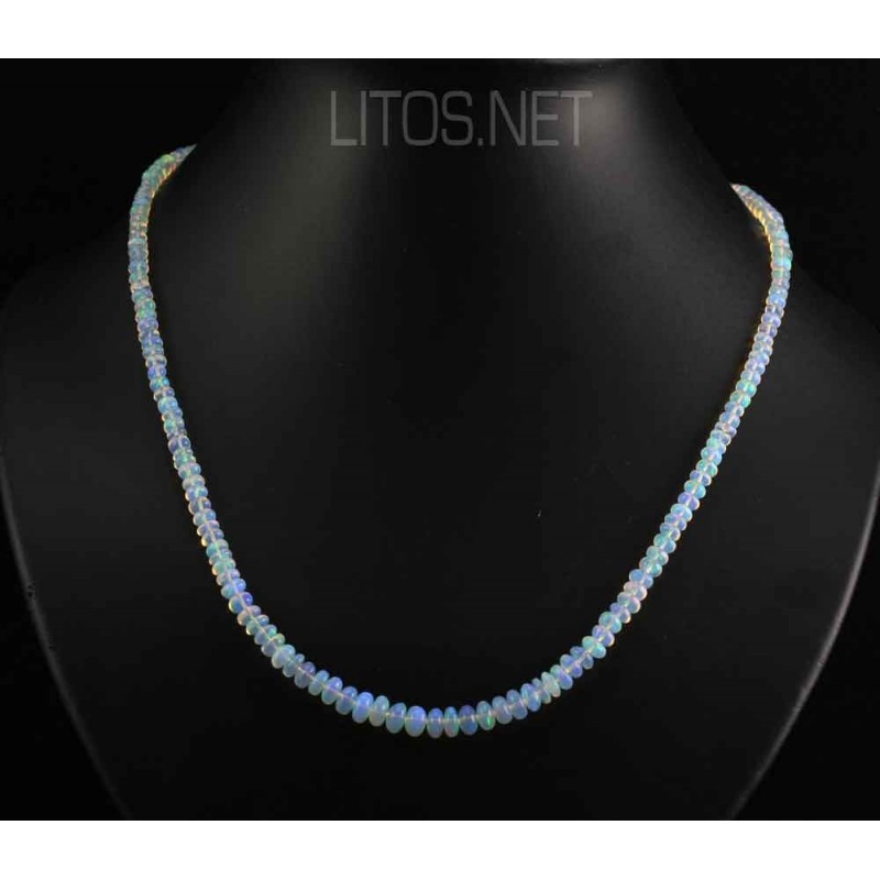 Collier Artisanal En Opale Blanche - Longueur 67 Cm, Pierre Naturelle, Neuf Sans Emballage