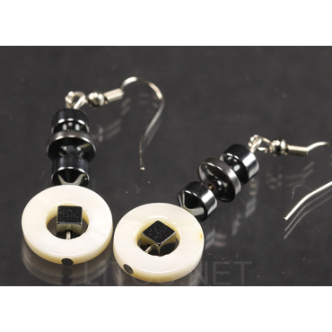 Pendientes de hematite y nacar