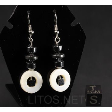 Pendientes de hematite y nacar