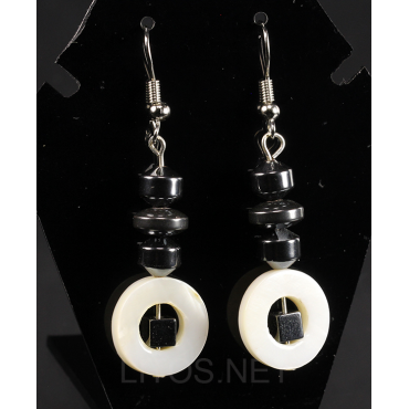 Pendientes de hematite y nacar