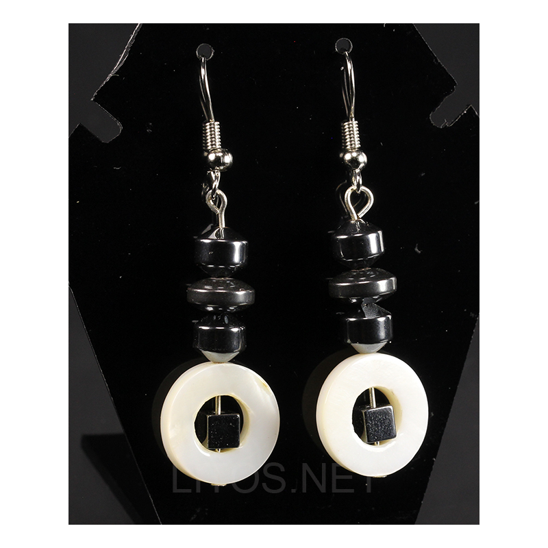 Pendientes de hematite y nacar