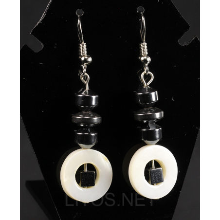 Pendientes de hematite y nacar Pendientes de hematite y nacar