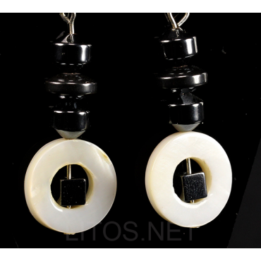 Pendientes de hematite y nacar