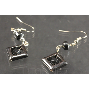 Pendientes de hematite y nacar