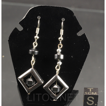 Pendientes de hematite y nacar