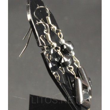 Pendientes de hematite y nacar