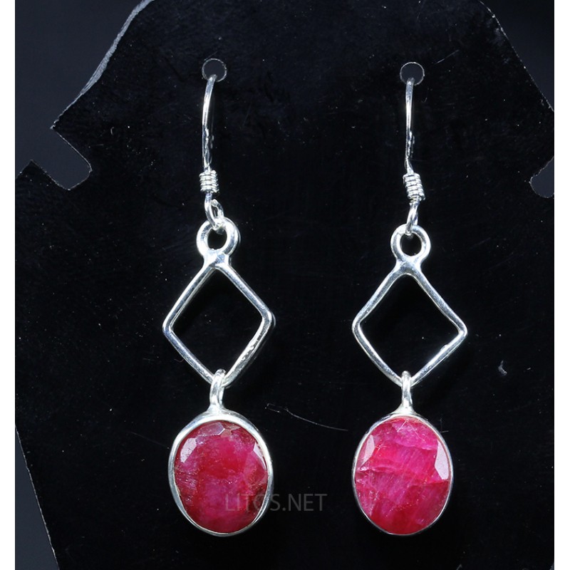 Pendientes de Corindon rojo J2755