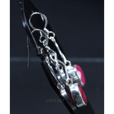 Pendientes de Corindon rojo J2755