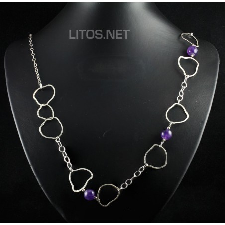 Collar de Amatista y plata de ley J427 Collar de Amatista y plata de ley J427