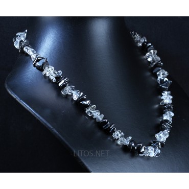 Collar de cuarzo cristal de roca y hematite J2929