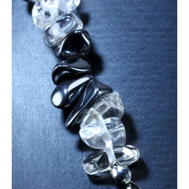 Collar de cuarzo cristal de roca y hematite J2929