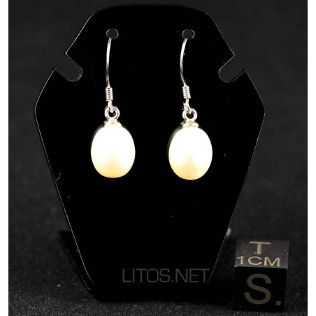 Pendientes de perlas y plata de ley J505 Pendientes de perlas y plata de ley J505