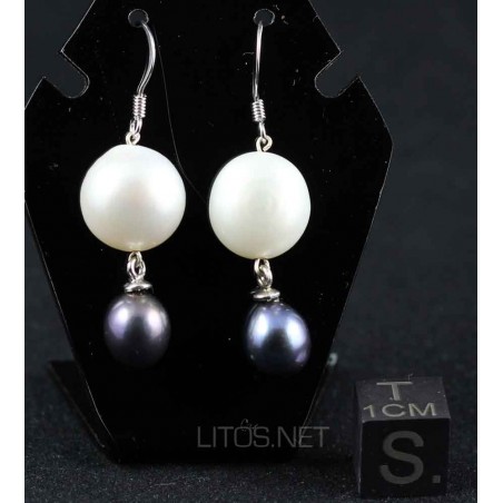 Pendientes de perlas y plata de ley J508 Pendientes de perlas y plata de ley J508