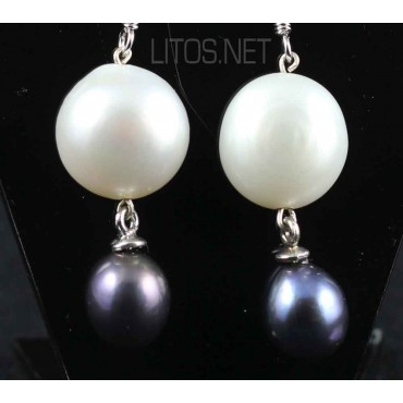 Pendientes de perlas y plata de ley J508