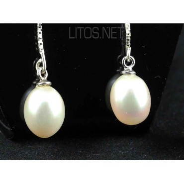 Pendientes de perlas y plata de ley J509